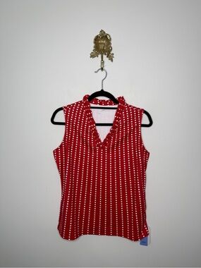 Acegolfs Hyper-prep Ruffle V-Neck Tank Top UPF50+